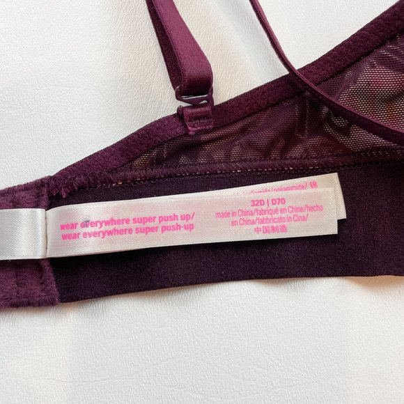 NWOT Victoria's Secret PINK Bra 32D Wear Everywhere Super Push Up Floral Logo - Picture 7 of 8